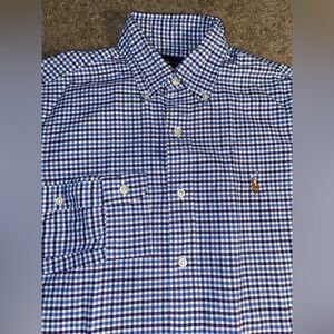 Polo Ralph Lauren Button Up Down Mens Size Small Blue Work Dress Logo Shirt